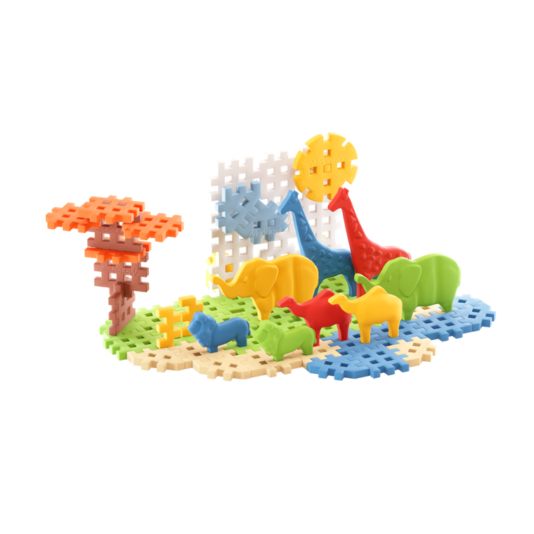 Marioinex, Mini Waffle, Animals Safari, set de constructie, 50 piese