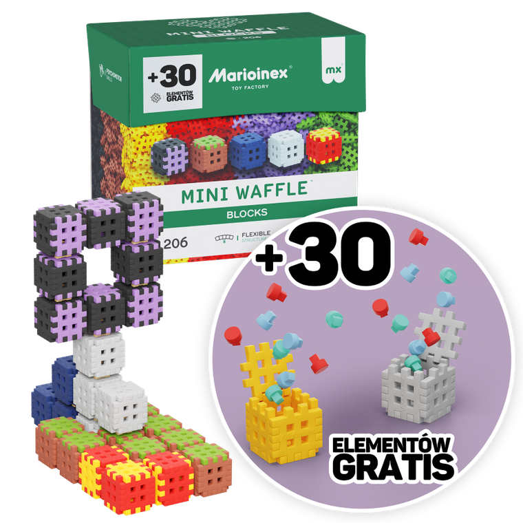 Marioinex, Mini Waffle, Blocks, set de constructie, 206 + 30 piese gratuit