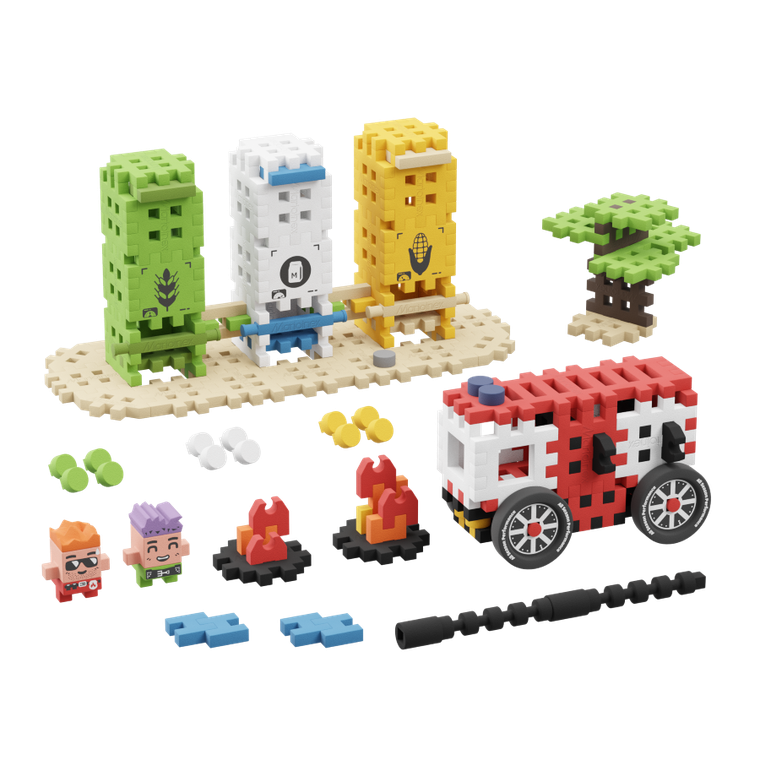 Marioinex, Mini Waffle, City, Actiunea Pompierilor, set de constructie, 148 piese