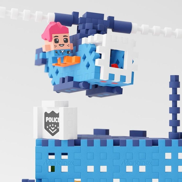 Marioinex, Mini Waffle, City, Postul de politie, set de constructie, 280 piese