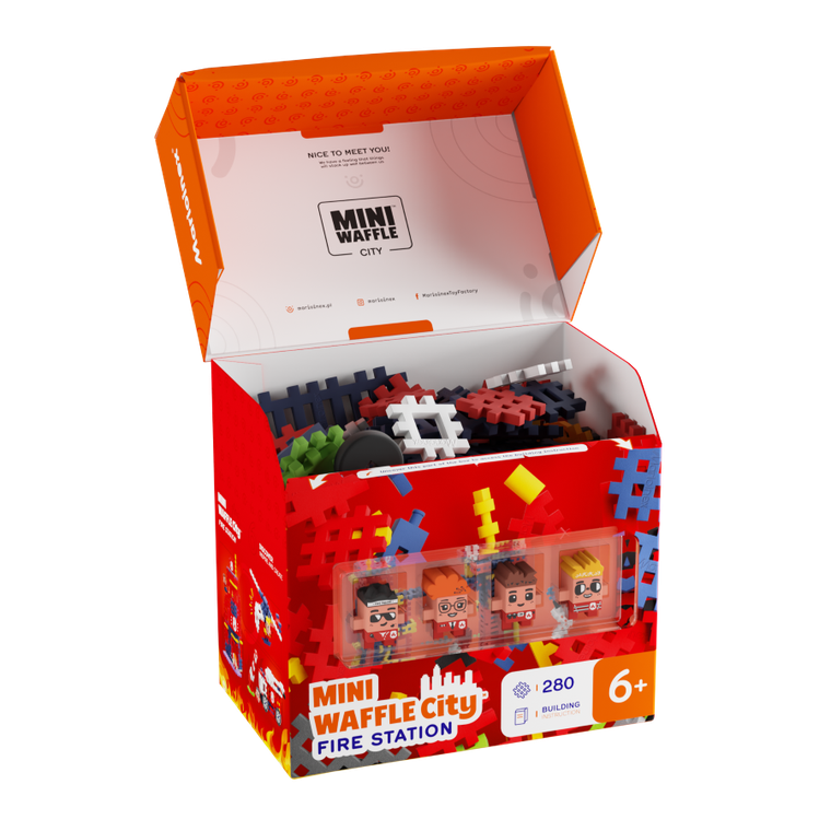 Marioinex, Mini Waffle, City, Statia de pompieri, set de constructie, 280 piese