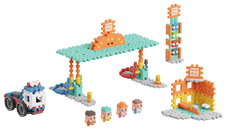 Marioinex, Mini Waffle, City, Statie de alimentare cu combustibil, set de constructie, 148 piese