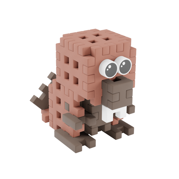 Marioinex, Mini Waffle, Pocket Pets, Castor, set de constructie, 25 piese