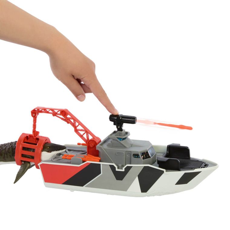 Matchbox, Jurrasic World, Mosasaurus Rescue Action Boat, set de