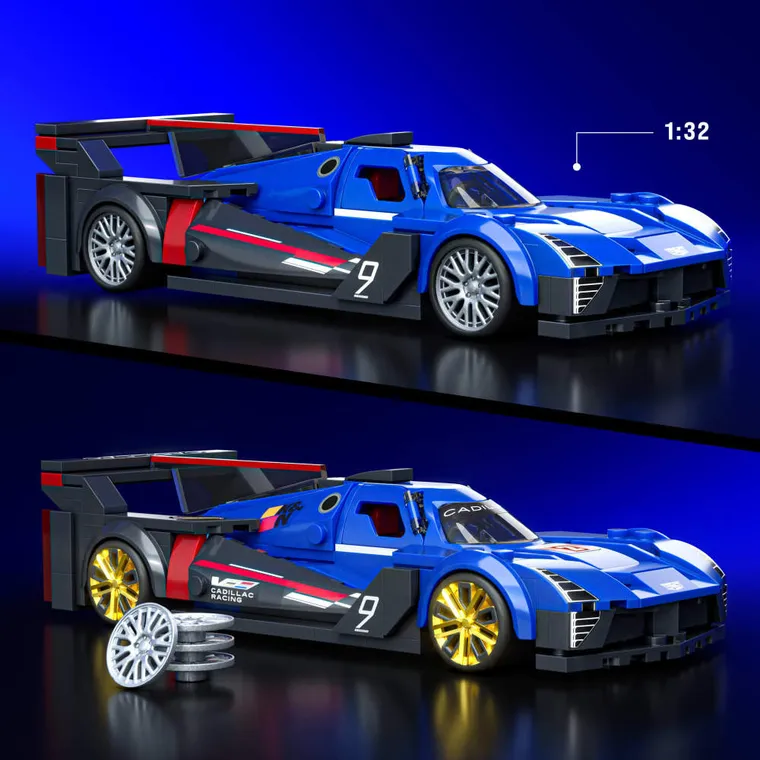 Mattel Brick Shop, Hot Wheels, Speed Series Cadillac Project GTP Hypercar, set de constructie, 236 piese