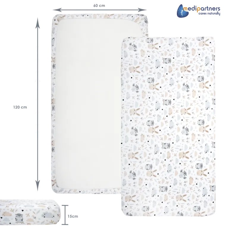 Medi Partners, Animale, cearceaf cu elastic, 120-60 cm