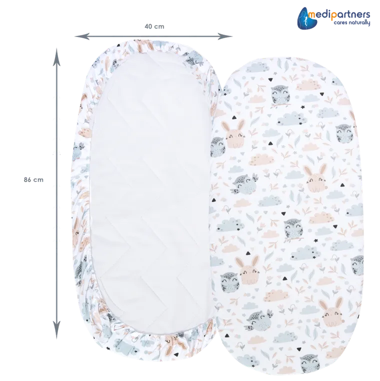 Medi Partners, Animale, cearceaf din bumbac cu elastic pentru carucior