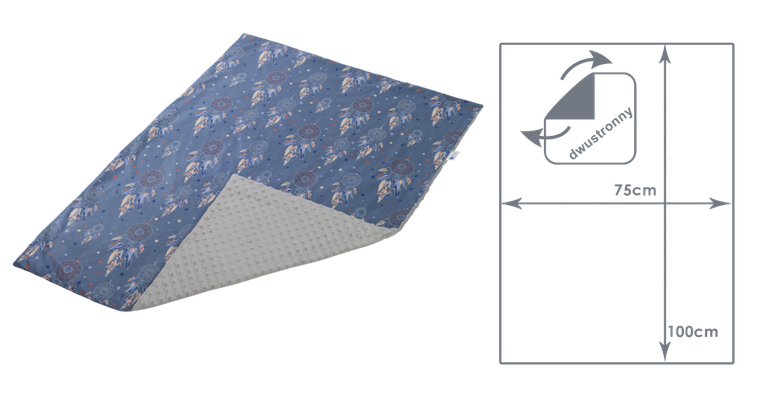 Medi partners, Aparatoare de vise, patura, minky, bleumarin, gri, 75-100 cm