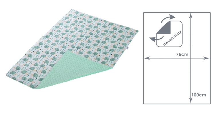 Medi partners, Arici, patura, minky, menta, 75-100 cm