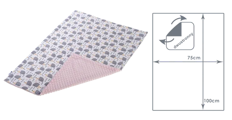 Medi partners, Arici, patura, minky, roz, 75-100 cm