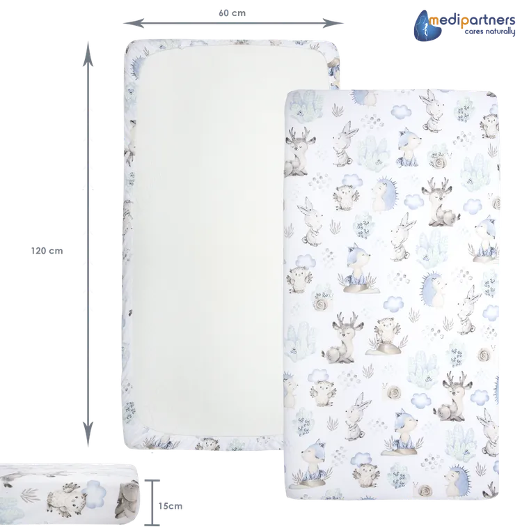 Medi Partners, Caprioare si Arici, cearceaf cu elastic, 120-60 cm