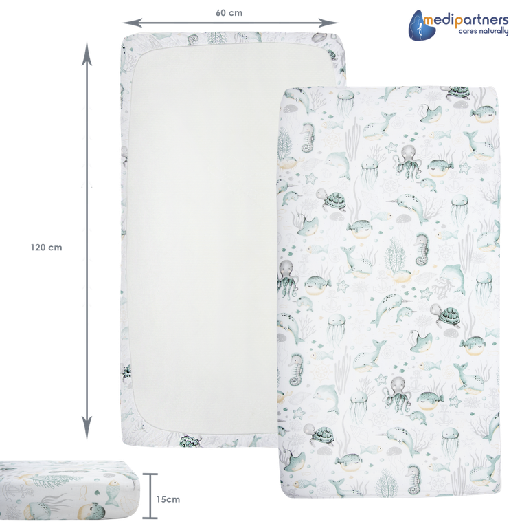 Medi Partners, Ocean, cearceaf cu elastic, 120-60 cm