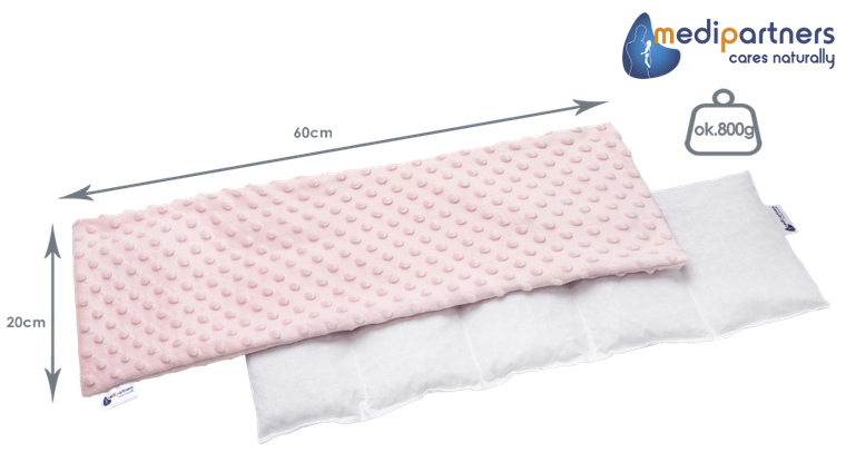 Medi Partners, perna termica cu samburi de visine, 5 compartimente, minky, roz, 20-60 cm