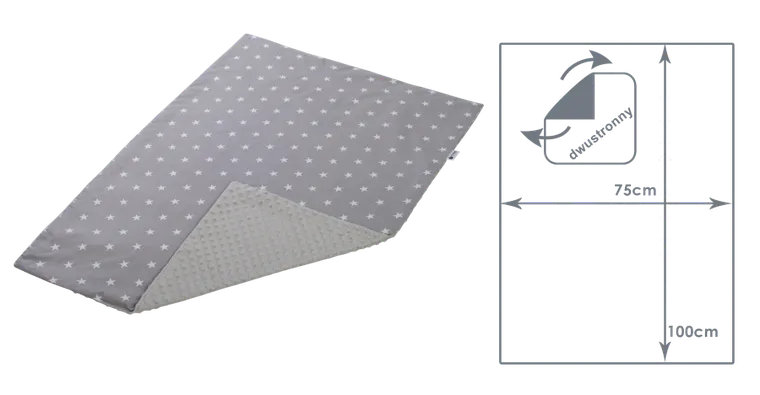 Medi partners, Stars, patura, minky, gri, 75-100 cm