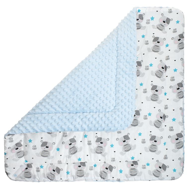 Medi Partners, Teddy, paturica - sistem de infasat pentru bebelusi, minky, albastru deschis