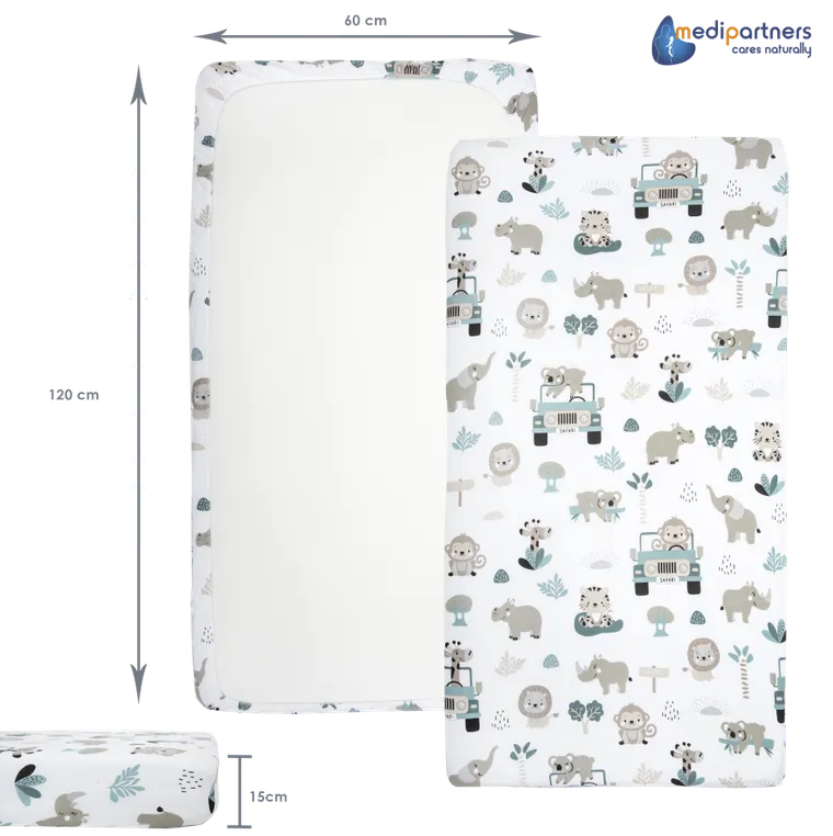 Medi Partners, Zoo, cearceaf cu elastic, 120-60 cm