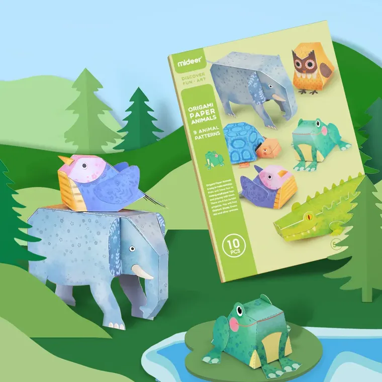 Mideer, origami, animale de hartie, set creativ