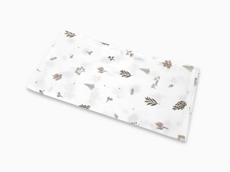 MimiNu, Duo, scutec din muselina, frunze bej, 75-75 cm, 2 buc.