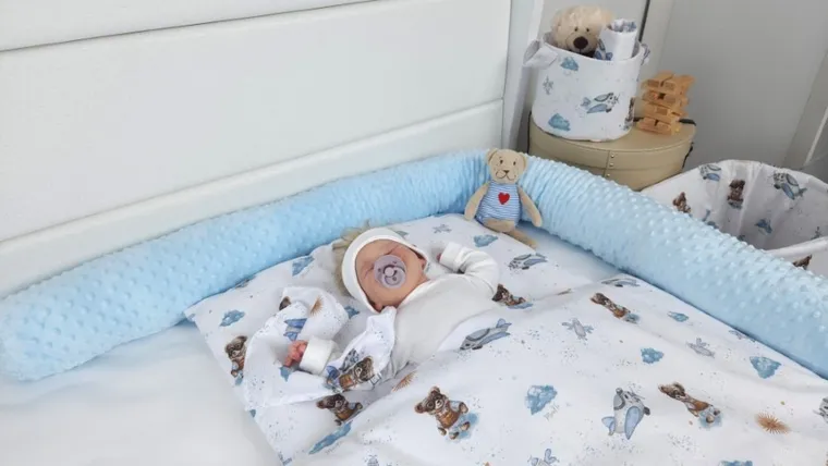 MimiNu, Duo, Ursuleti, fata de perna, albastru, 60-40 cm, 2 buc.