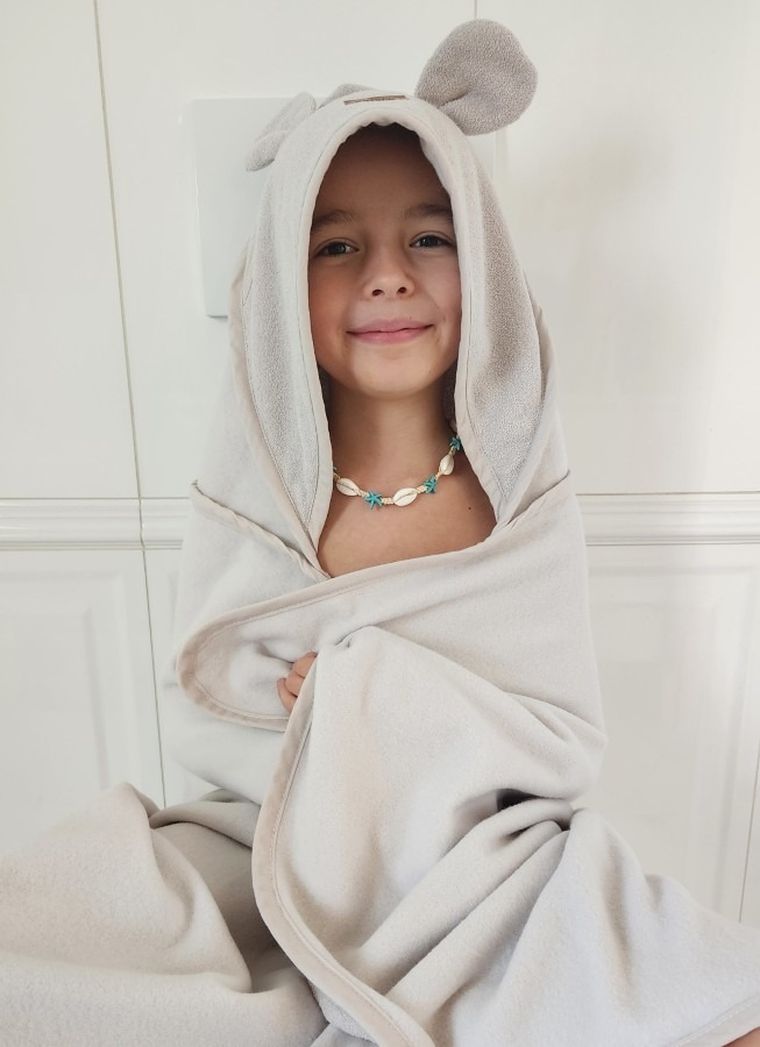 MimiNu, Junior, halat de baie cu gluga, termofrotte, 85-120 cm, crema