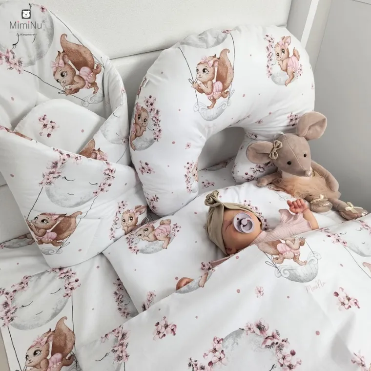 MimiNu, Lili, set lenjerie de pat single, roz, 120-90 cm