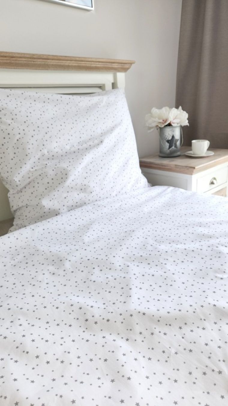 MimiNu, Mini stele gri, set lenjerie de pat single, 160-200 cm + 70-80 cm