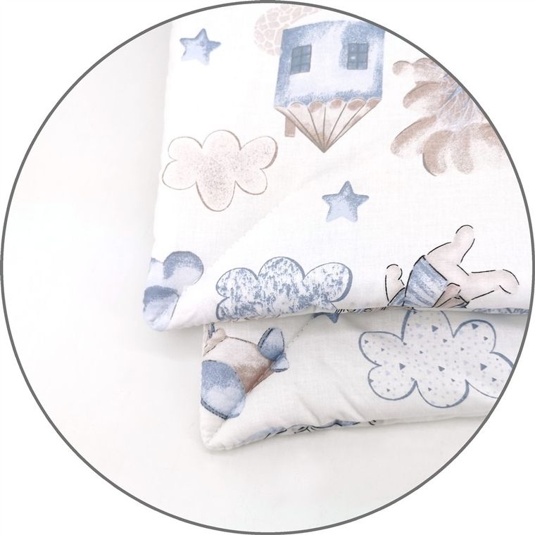 MimiNu, Piloti, set lenjerie de pat single, cu umplutura, 120-90 cm, albastru