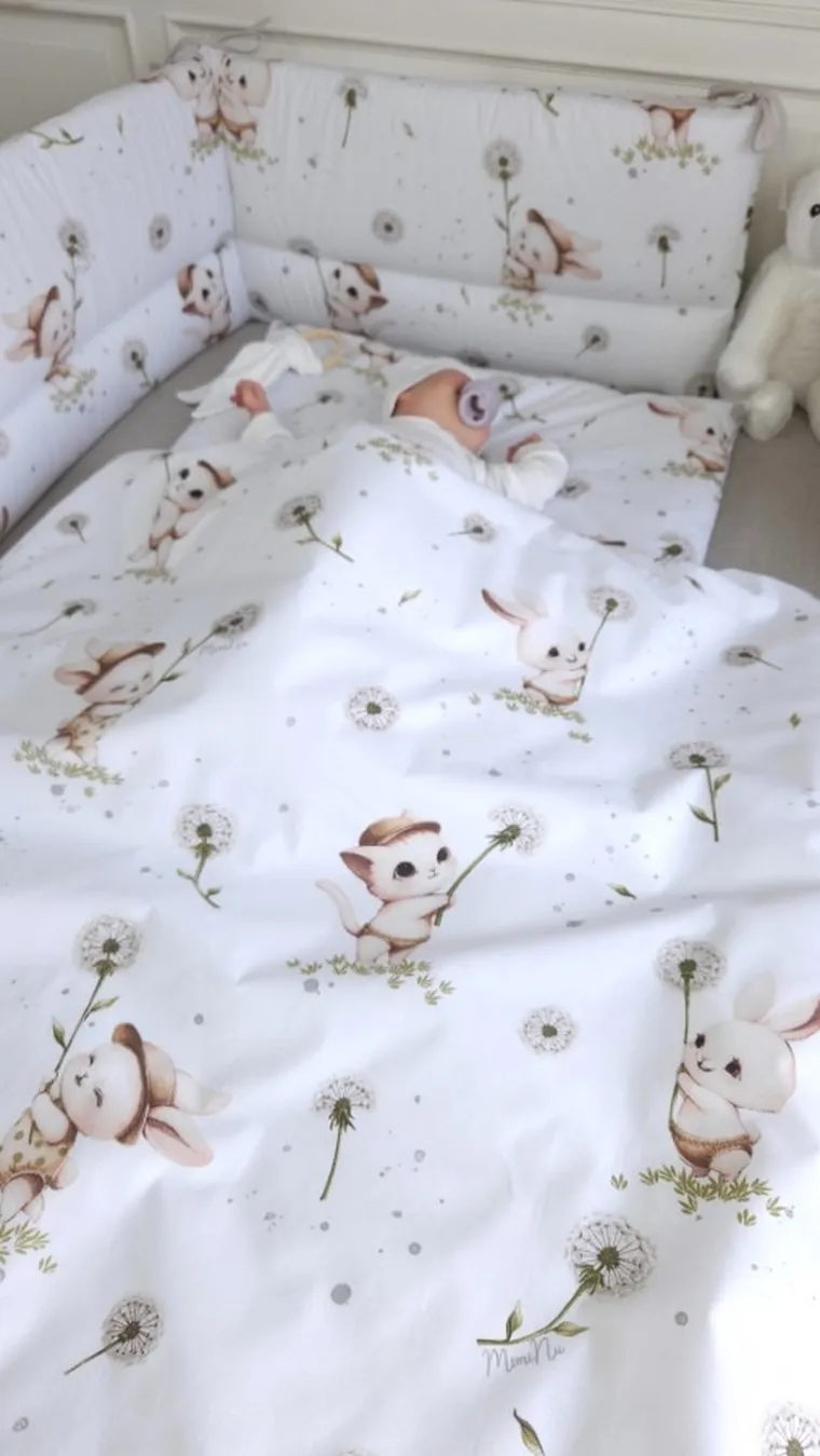 MimiNu, Pisici, set lenjerie de pat single, bumbac, 120-90 cm