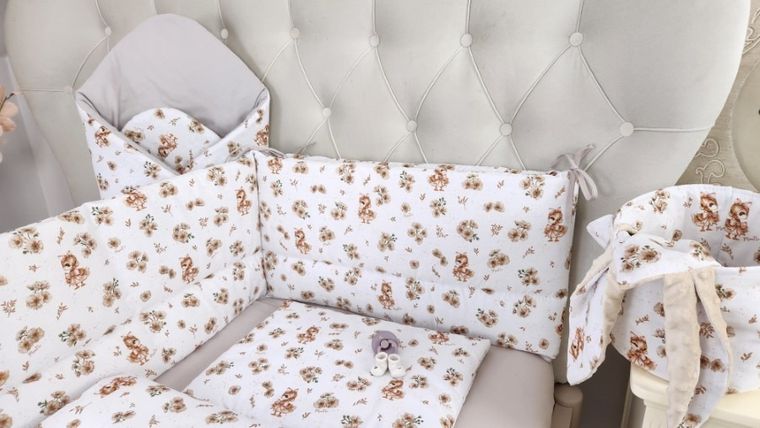 MimiNu, Ratuci, aparatori pentru patut din bumbac, 180-30 cm, bej