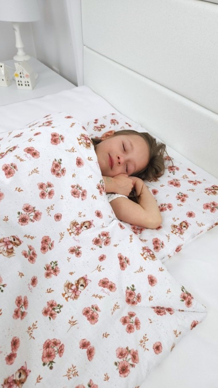 MimiNu, Ratuci, set lenjerie de pat single cu umplutura, roz, 120-90 cm