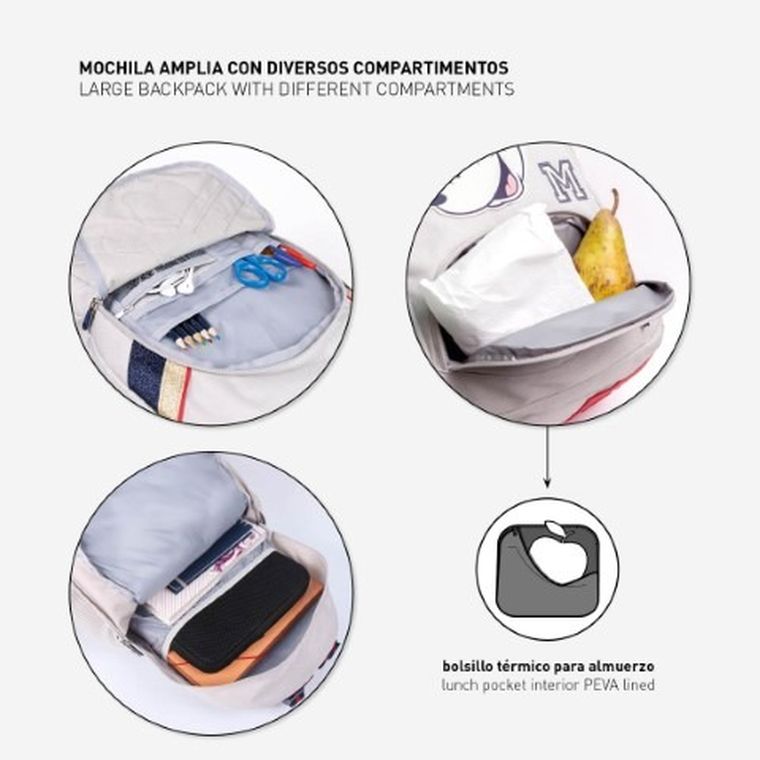 Minnie Mouse, rucsac pentru scoala cu 2 compartimente, ecru