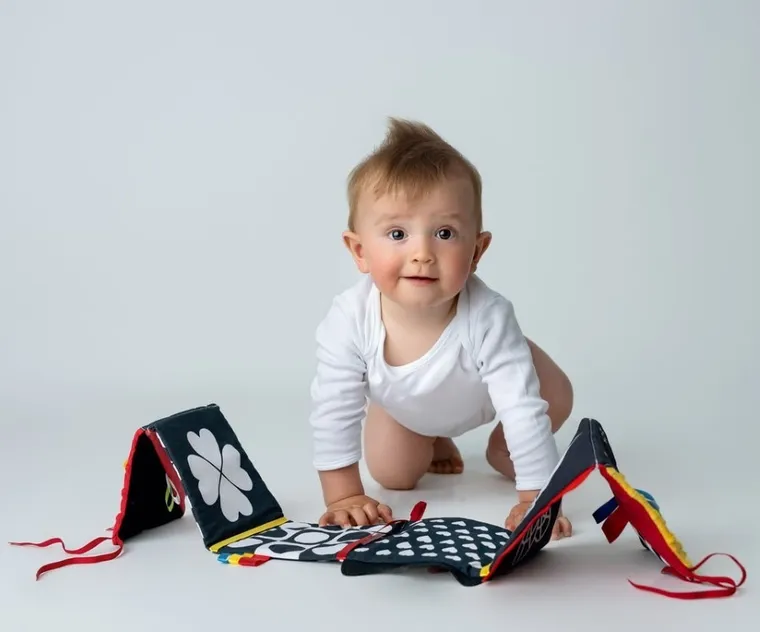 Mom's Care, carte pentru patut, aparatoare pentru patut, jucarie senzoriala contrastanta