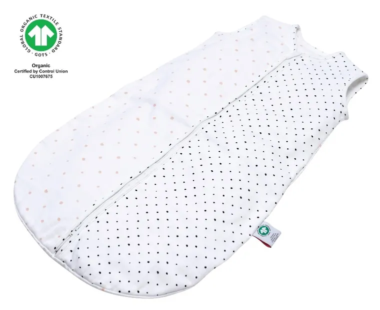 Motherhood, ECO Sac de dormit din muselina 0-6 luni, Pink and Black Dots