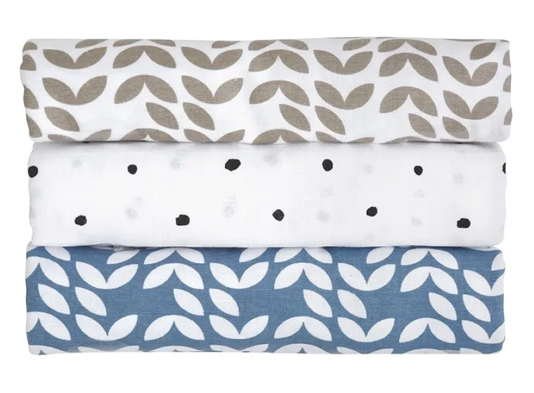 Motherhood, Scutece din muselina 70-80 cm, 3 buc., Blue Classics