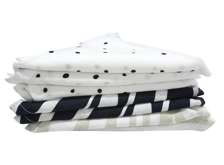 Motherhood, Servetele de muselina si bumbac 30-30 cm, 7 buc., Blue Zebra