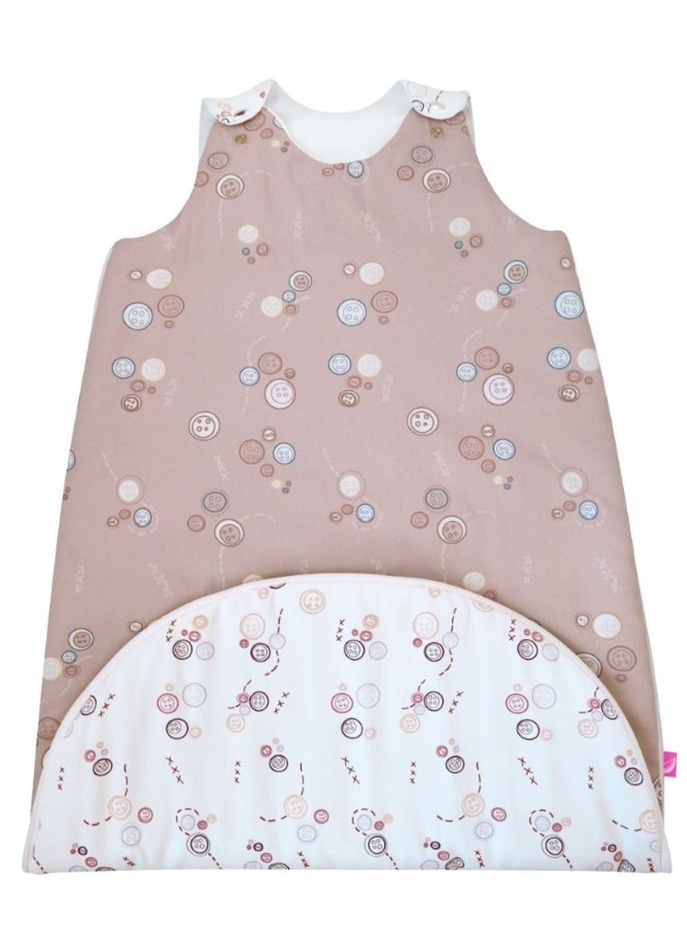 Motherhood, Zip-A-Round, sac de dormit de vara din bumbac, 2in1, TOG 1, nasturi roz, 3-18 luni