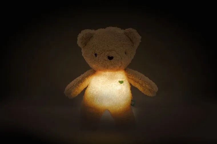 MyHummy (Szumisie), ursulet de plus, mascota bazaitoare cu mecanism 5in1: zgomot, senzor de somn, melodii, batai de inima, lampa, lampa, bej