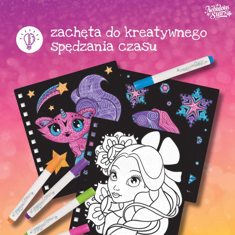 Nebulous Stars, Orelia, carte de colorat pentru copii cu pagini catifelate si carioci