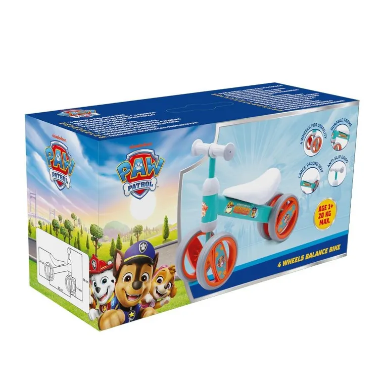 Paw Patrol, bicicleta fara pedale, cu 4 roti