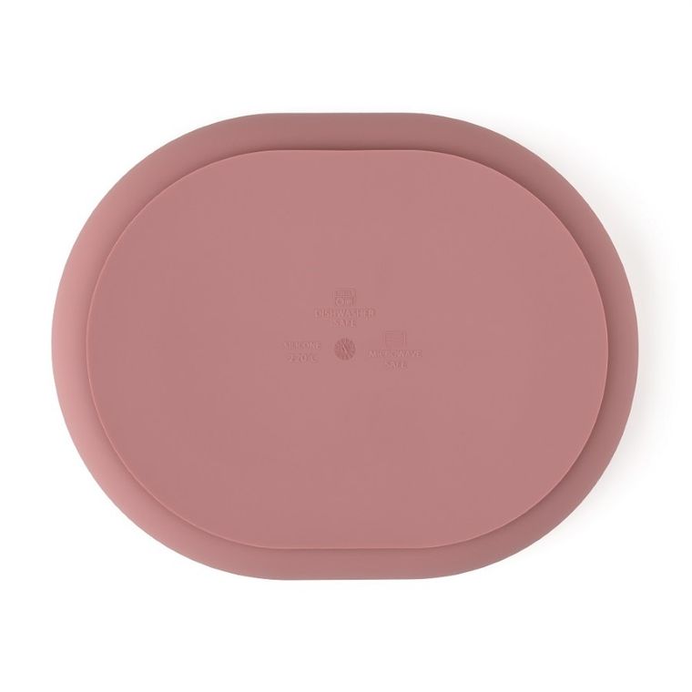 Petite&Mars, Take&Match, farfurie din silicon cu separatoare, ovala, Dusty Rose, 6m+