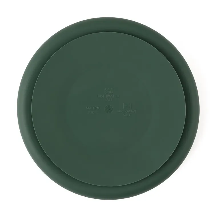 Petite&Mars, Take&Match, farfurie din silicon cu separatoare, rotunda, Green Misty, 6m+