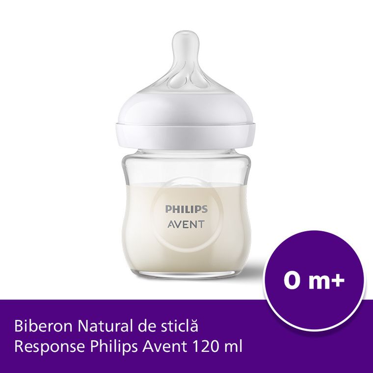 Philips Avent, Natural, Response, biberon de sticla, 120 ml, SCY930/01