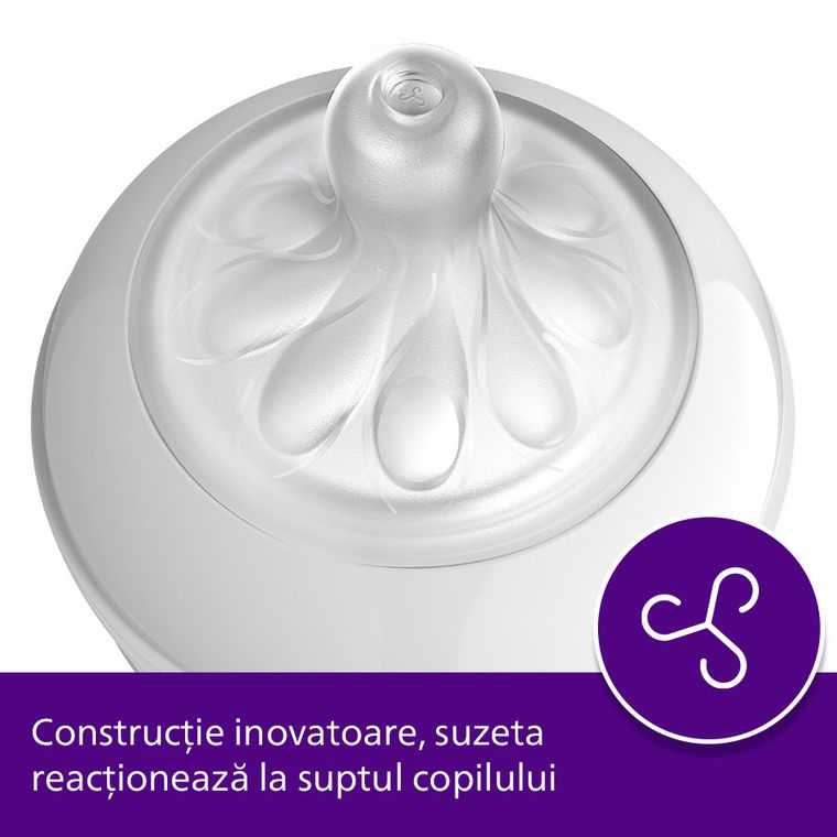 Philips Avent, Natural, Response, tetina pentru biberon, 1 luni+, SCY963/02