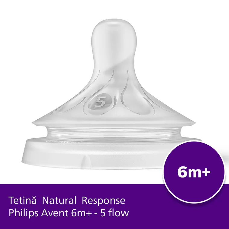 Philips Avent, Natural, Response, tetina pentru biberon, 6 luni+, SCY965/02