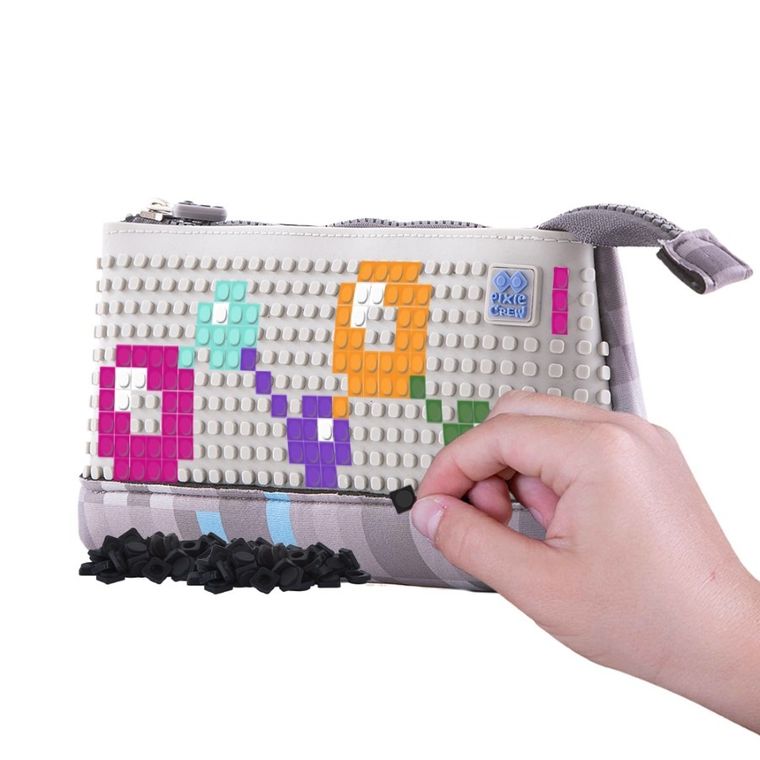 Pixie Crew, penar etui, fara rechizite scolare, gri-albastru