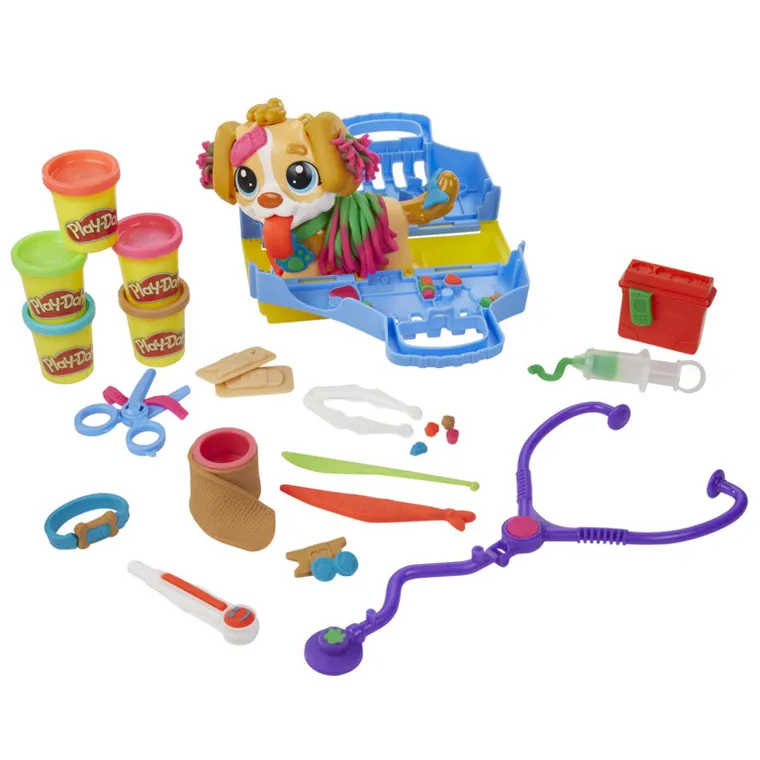 Play-Doh, Care 'n Carry Vet, set creativ + 4 cutii de plastilina GRATUIT, set promotional