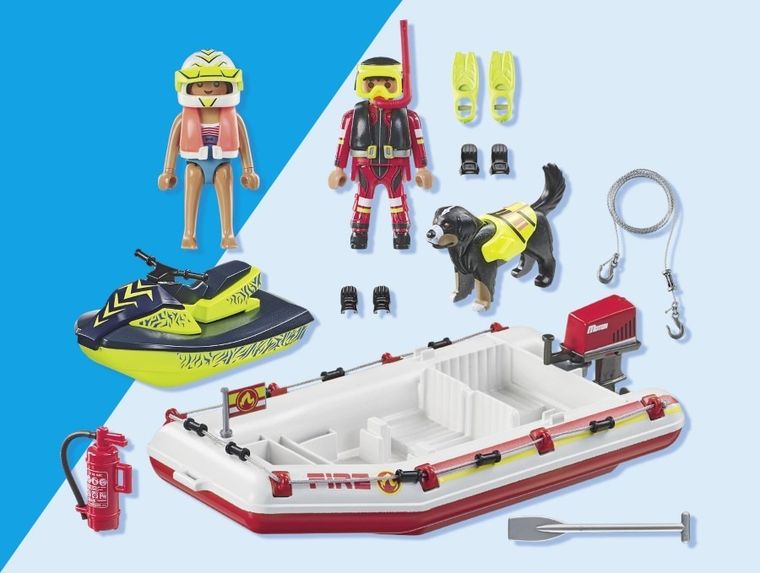 Playmobil, Action Heroes, Barca de pompieri cu jet ski, 71464
