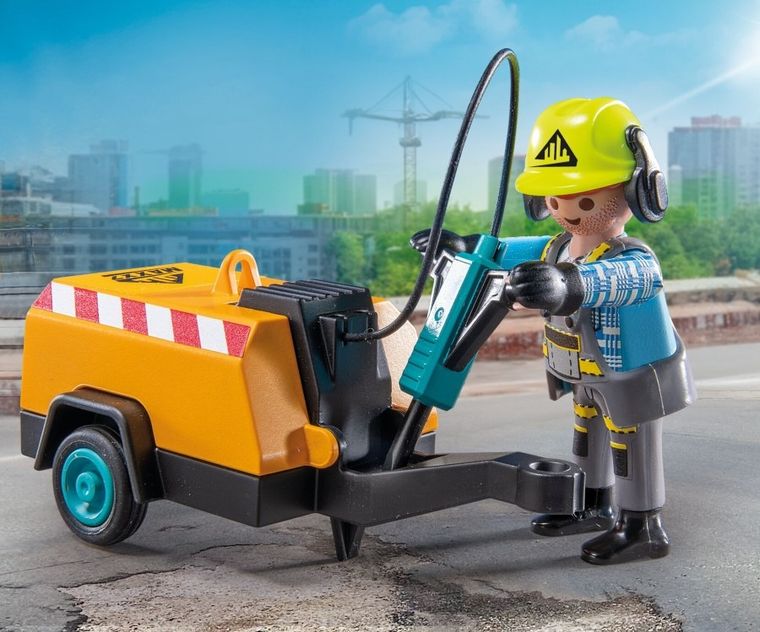 Playmobil, Action Heroes, Constructor cu ciocan pneumatic, 71752
