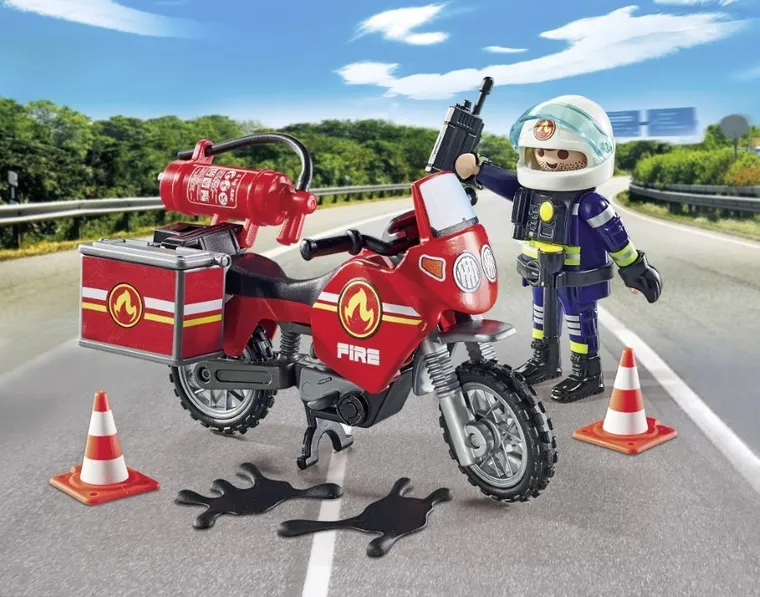 Playmobil, Action Heroes, Motocicleta de pompieri la locul accidentului, 71466