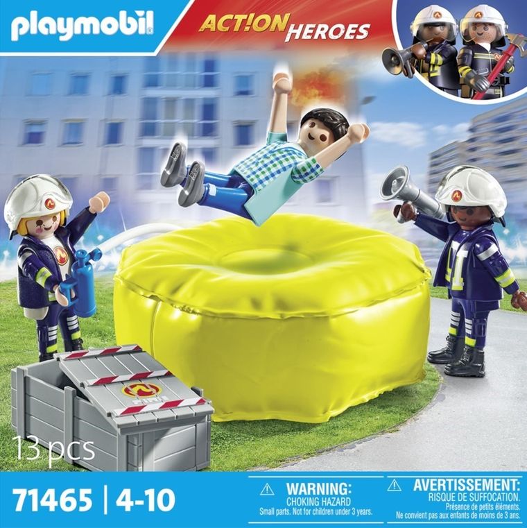 Playmobil, Action Heroes, Pompieri cu saltea de salvare, 71465